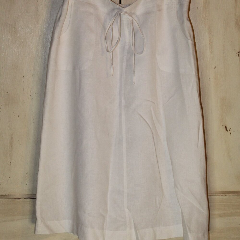 Choices white A-line linen skirt partial‎ elastic waist tie-front w/ pockets XL